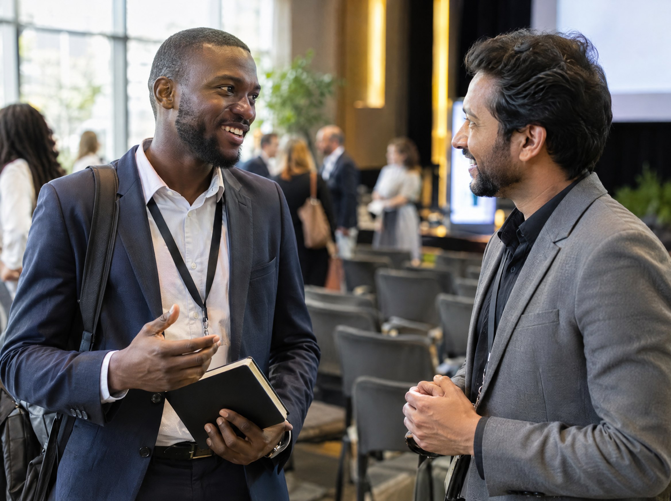 Two KBX members talking after a session